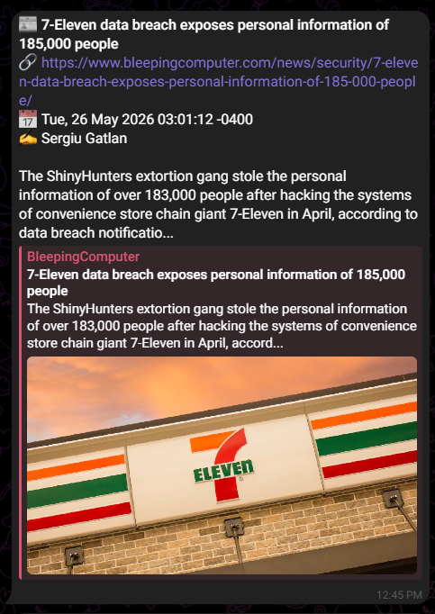 Screenshot of article in Telegram